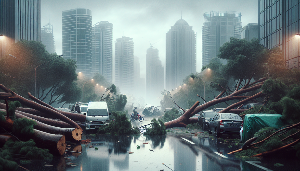 alt_text: "Pohon tumbang di Jakarta Barat, strategi pemasaran krisis di sekitarnya."