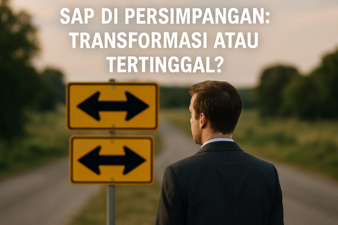 alt_text: Persimpangan SAP: Kebangkitan menuju inovasi digital atau menghadapi risiko tertinggal bisnis.